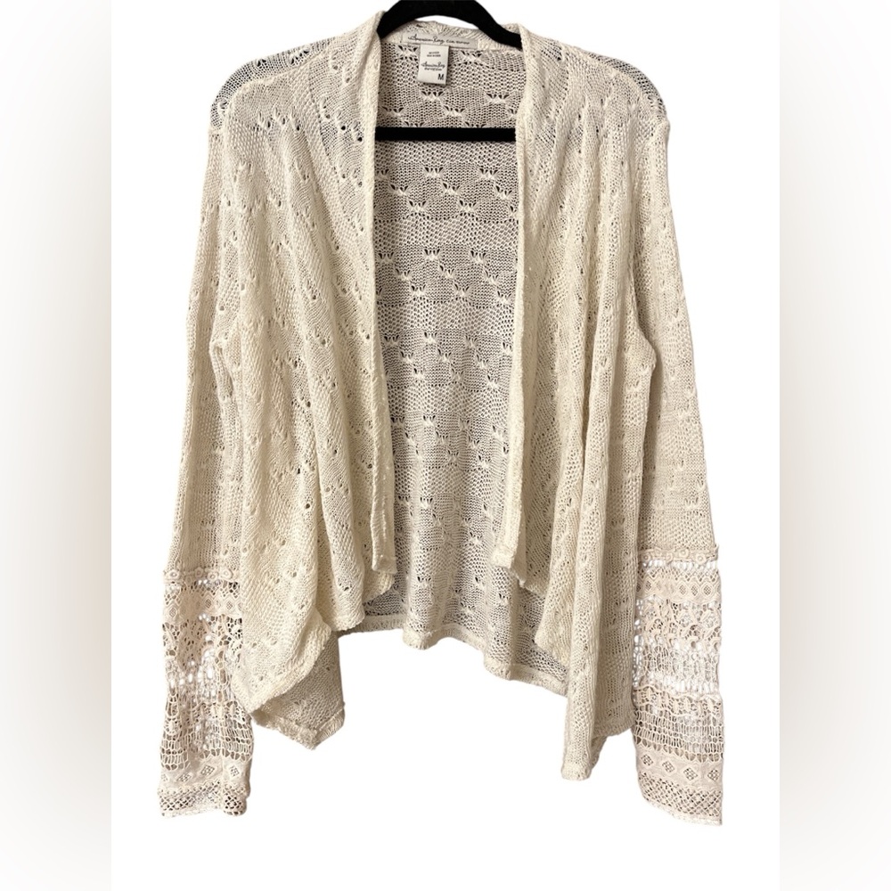 American Rag cream crochet knit cardigan